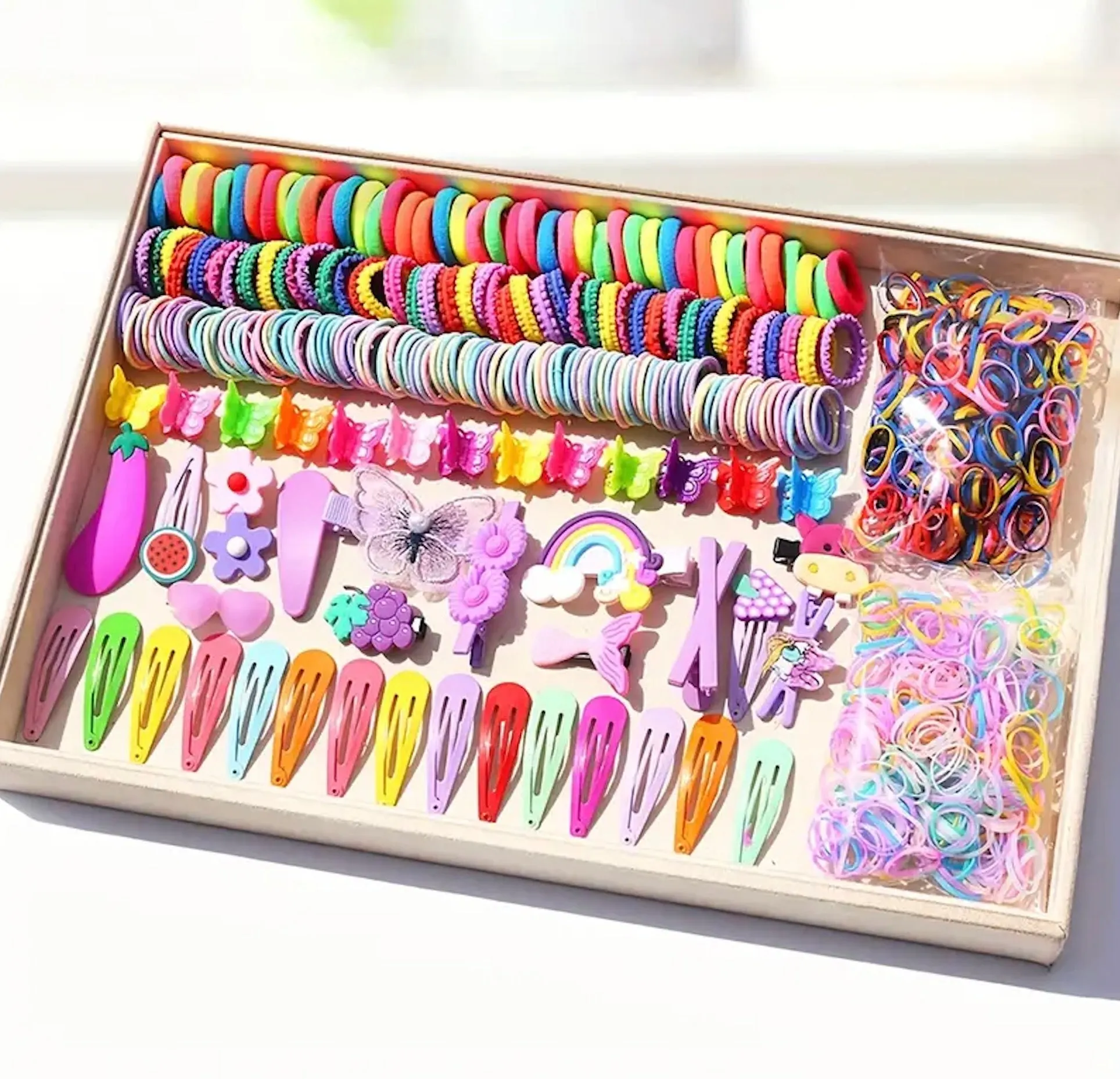 844 Pcs Cute Hair Tie Set for Girls