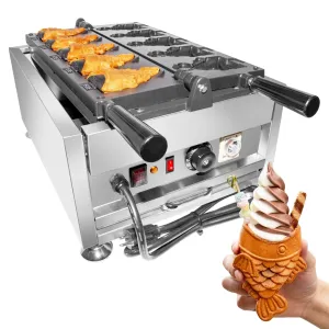 AP-258 Taiyaki Fish Waffle Maker | 5 Pcs | Open-Mouth Fish Shaped Waffle Cones