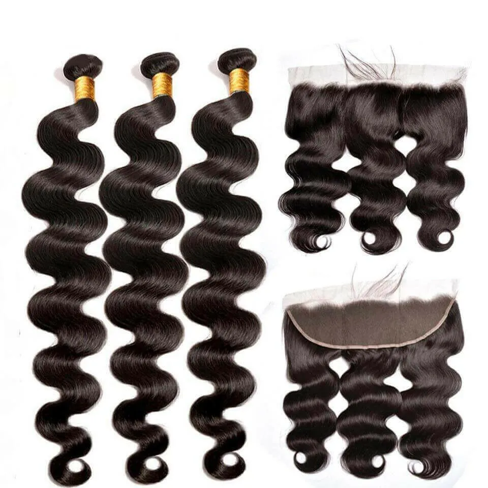 BeuMax 10A Grade 3/4 Body Wave bundles with 13x4 Frontal