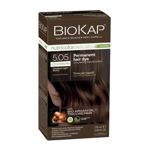 Biokap Nutricolor Delicato Rapid 5.05 Chestnut Brown Permanent Hair Dye