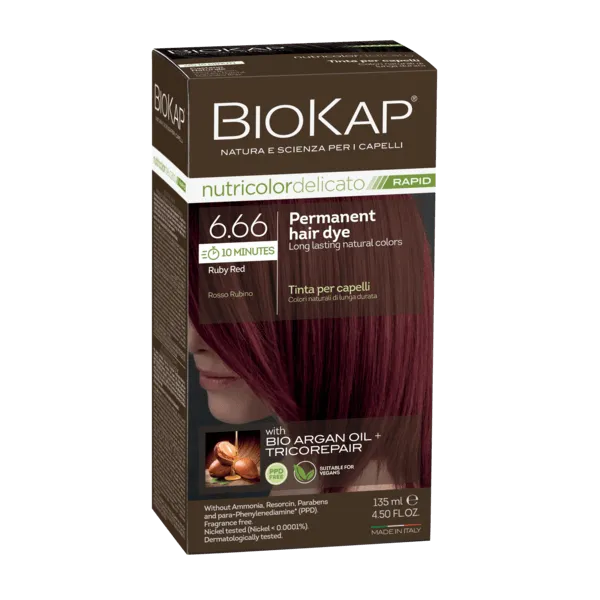 Biokap Nutricolor Delicato Rapid 6.66 Rubin Red Permanent Hair Dye