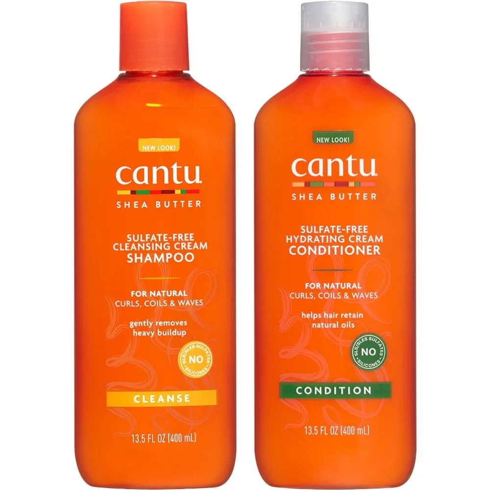 Cantu Shea Butter Natural Hair Sulphate-Free Cleansing Cream Shampoo & Hydrating Conditioner Twin 2 x 400ml