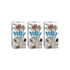 Glico Pocky Cookies & Cream Sticks 47g (Pack of 3) – Delicious Biscuit Snack