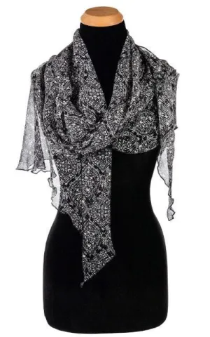 Handkerchief Scarf - Black & White Paisley, Solid