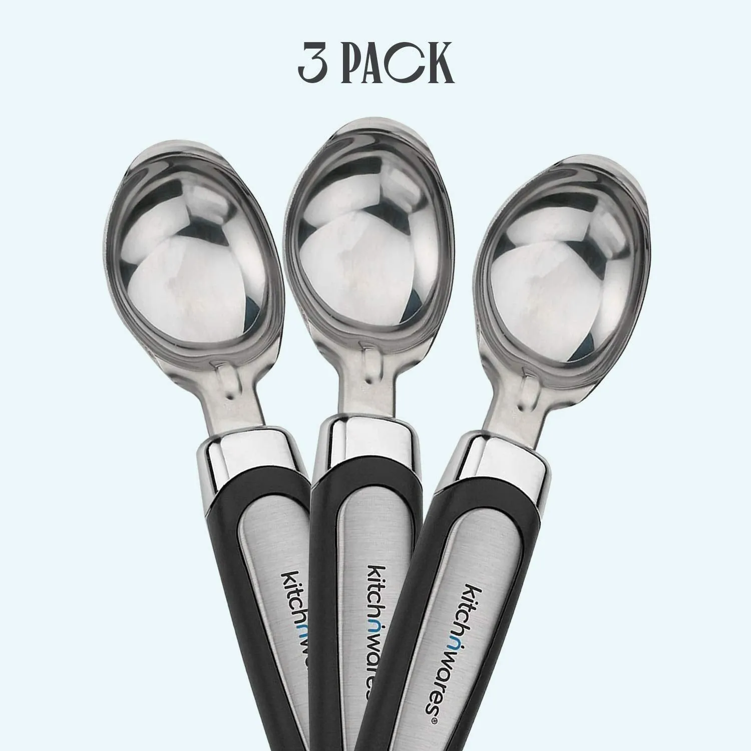 Kitch N Wares Ice Cream Scoops - 3 Scoopers for Serving Ice Cream - Kitchen Utensils