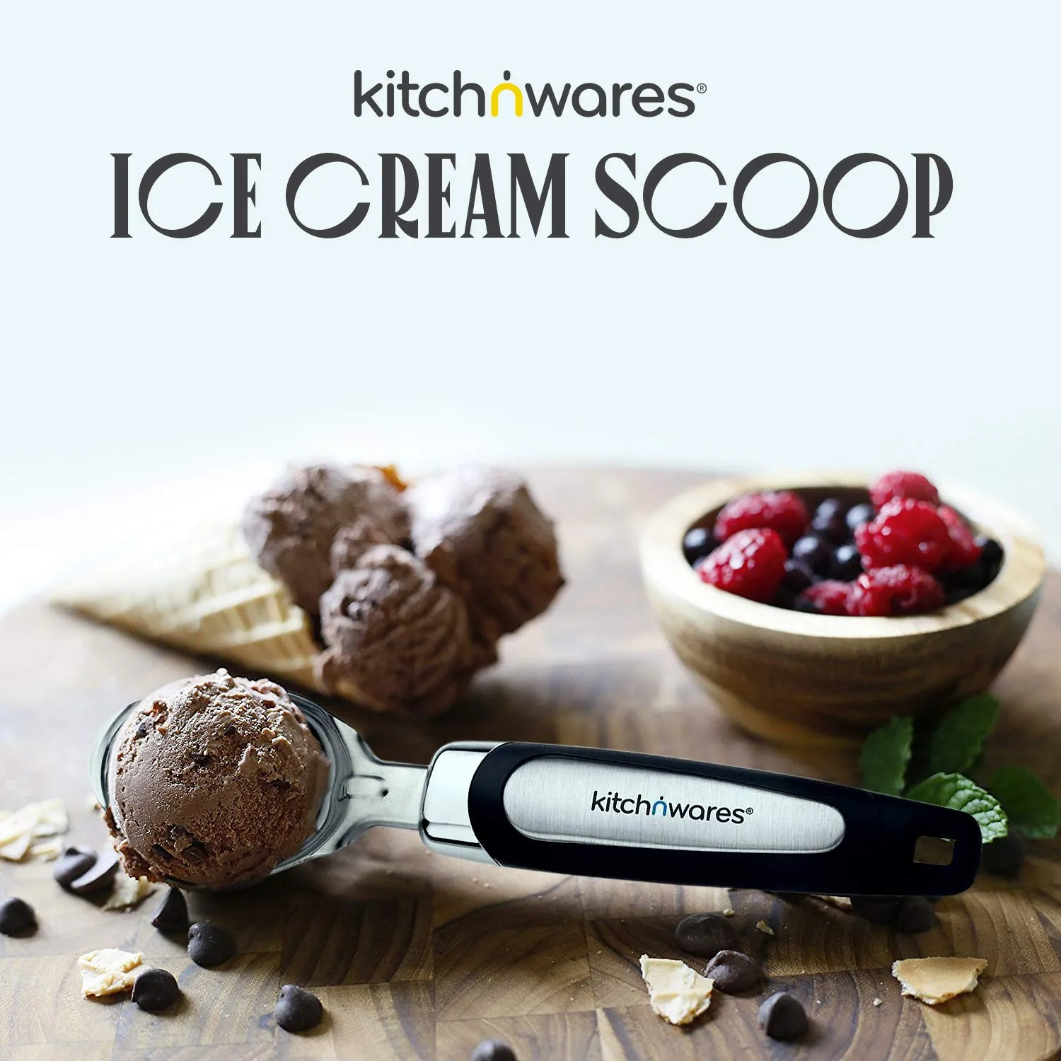 Kitch N Wares Ice Cream Scoops - 3 Scoopers for Serving Ice Cream - Kitchen Utensils