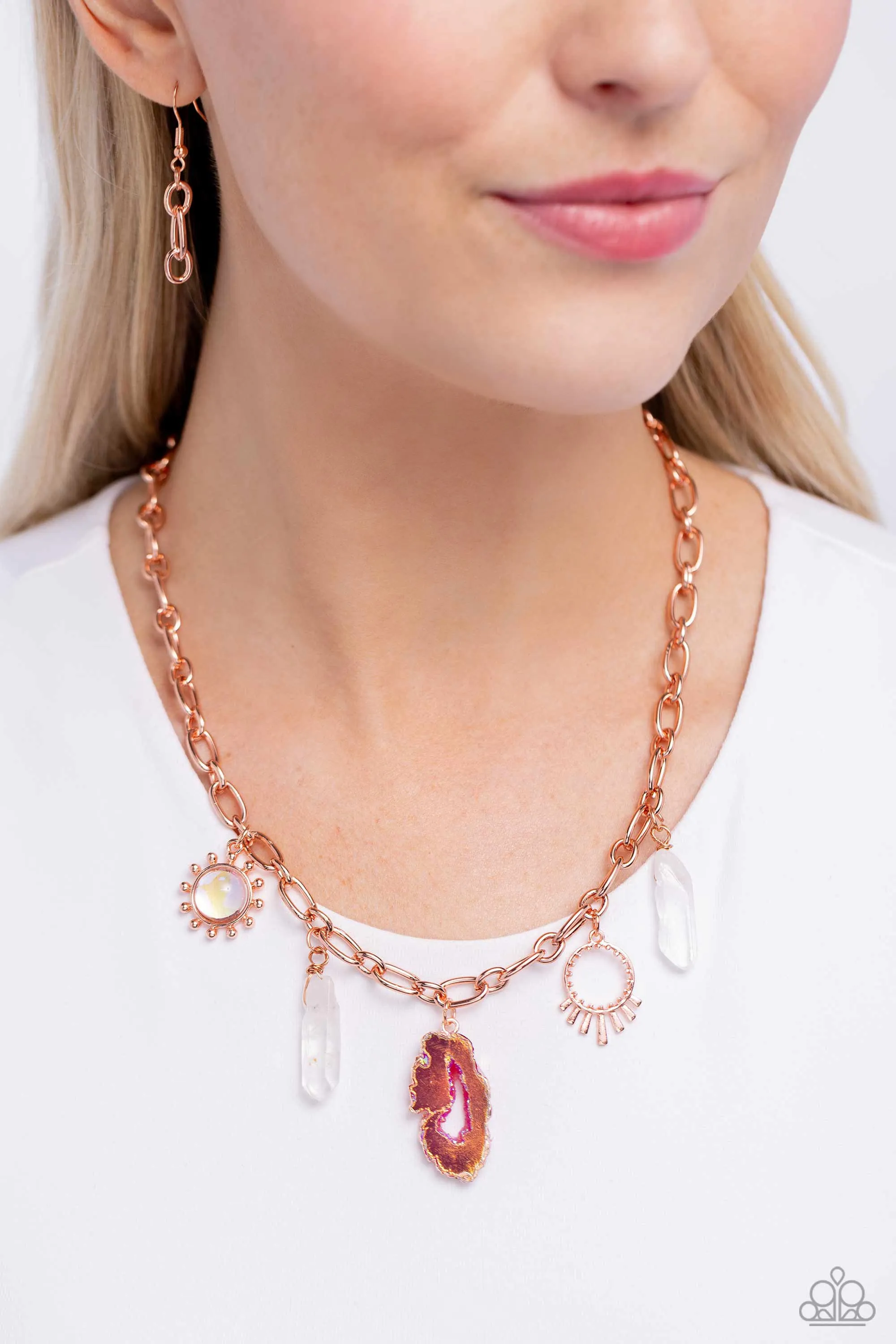 Paparazzi Geode Glam Copper Necklace & Earring Set