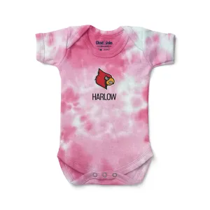 Personalized Louisville Cardinals Tie Dye Bodysuit