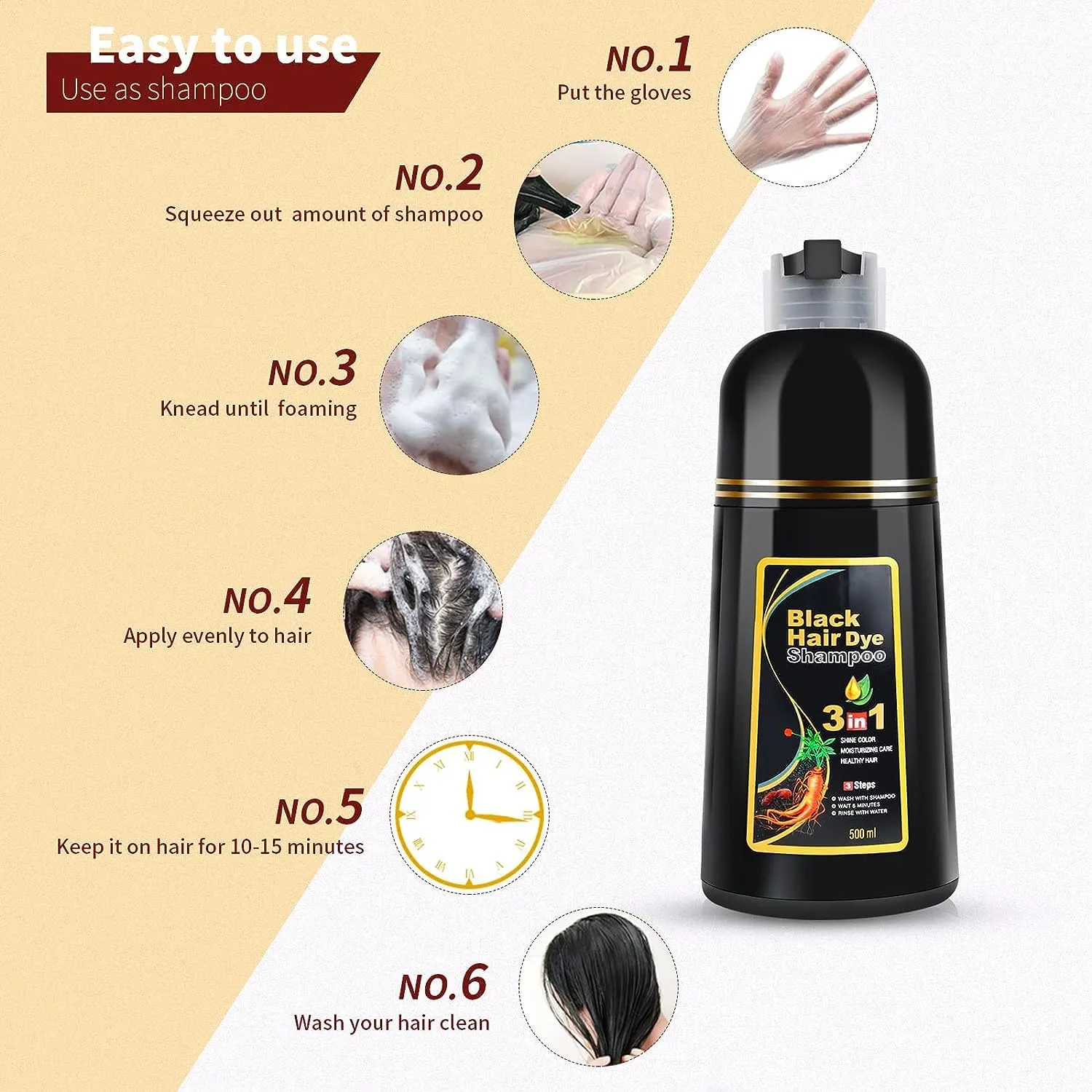 SilkPulse™️ 3 in 1 Black Hair Dye Shampoo