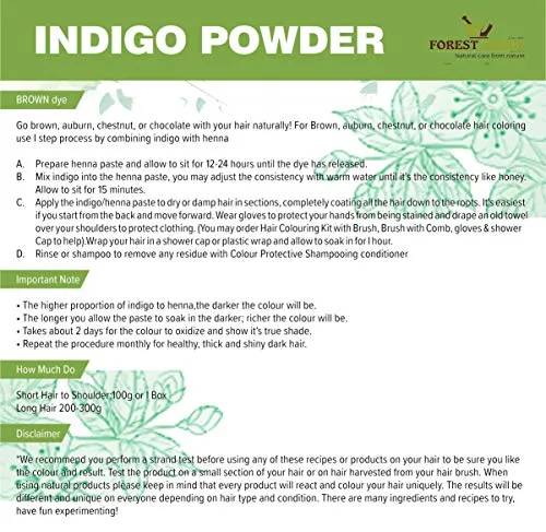 The Forest Herbs Natural Care From Nature Indigo Powder, 200g (Pack of 1) Organic for Black Hair Colour