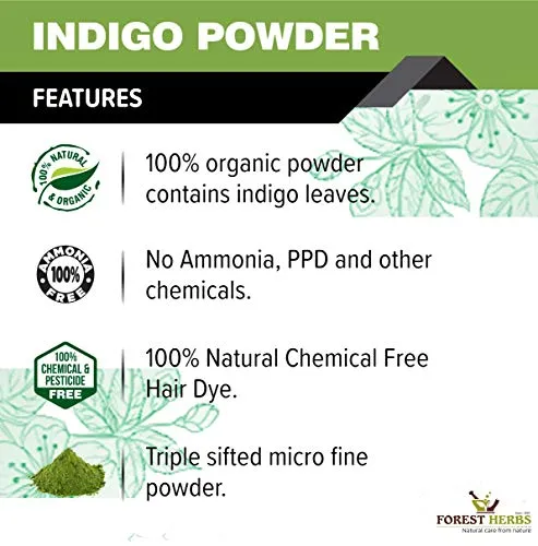 The Forest Herbs Natural Care From Nature Indigo Powder, 200g (Pack of 1) Organic for Black Hair Colour