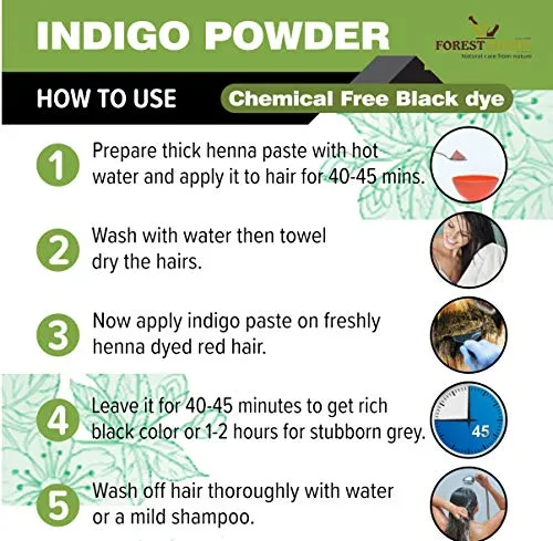 The Forest Herbs Natural Care From Nature Indigo Powder, 200g (Pack of 1) Organic for Black Hair Colour